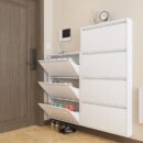 Ultra-narrow entrance cabinet, steel shoe cabinet behind the entrance door, ultra-thin shoe cabinet, large capacity for home use.