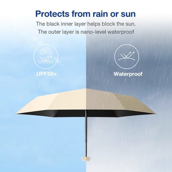Mini Umbrella lightweight Folding Umbrellas Small Umbrella Cover Box Flat Umbrella UV Protection - Image 2