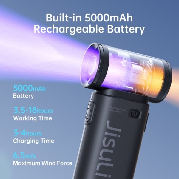 Mini Fan Life 9 5000 mAh 5 Speeds Strong Wind Cooling Handheld Fan USB Handheld Portable Jet Fan - Image 4