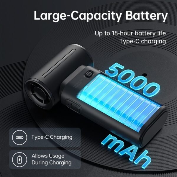 Mini Fan Life 9 5000 mAh 5 Speeds Strong Wind Cooling Handheld Fan USB Handheld Portable Jet Fan - Image 5