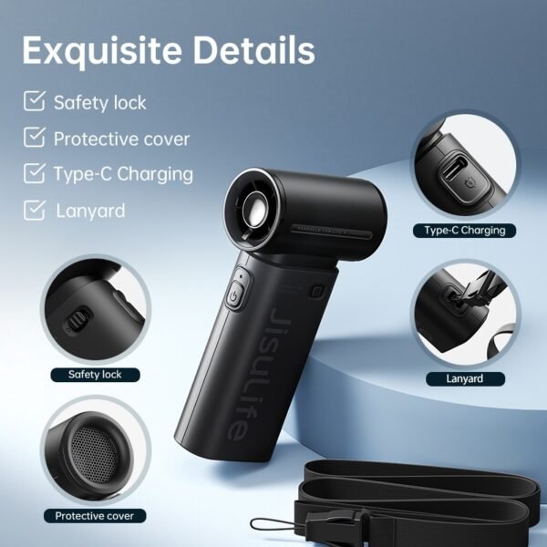 Mini Fan Life 9 5000 mAh 5 Speeds Strong Wind Cooling Handheld Fan USB Handheld Portable Jet Fan - Image 6