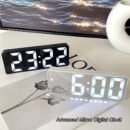 Simple Black & White LED Digital Clock | Sound Control Alarm Clock | Large Screen with Temperature & Calendar | Luminous
