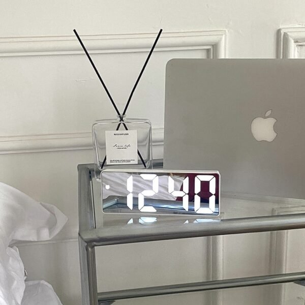 Simple Black & White LED Digital Clock | Sound Control Alarm Clock | Large Screen with Temperature & Calendar | Luminous - Image 5