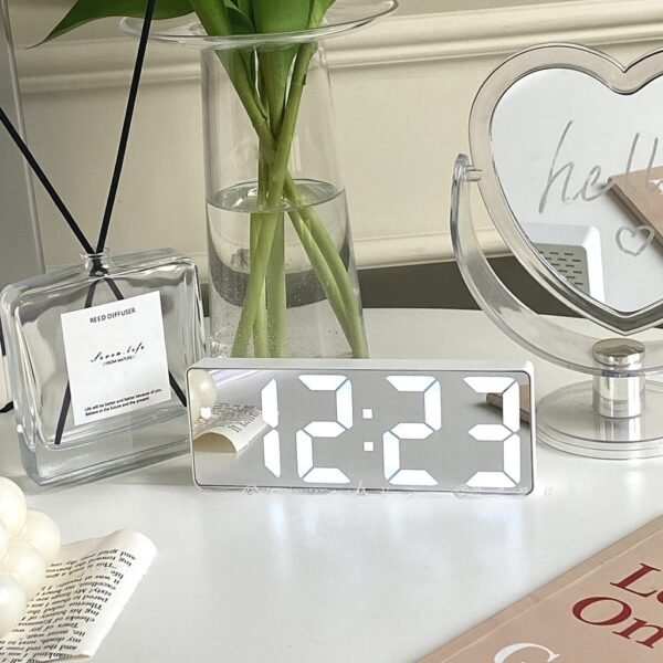 Simple Black & White LED Digital Clock | Sound Control Alarm Clock | Large Screen with Temperature & Calendar | Luminous - Image 6